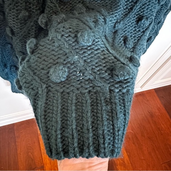 Anthropologie C/MEO Collective Pom Pom Trims Evergreen Women’s Knit Sweater L - Picture 12 of 13